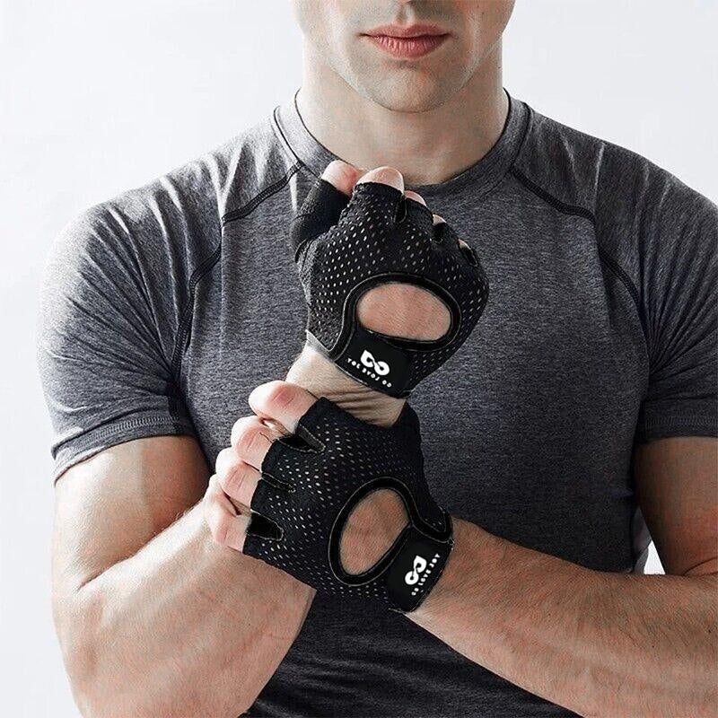 L Size Women Fitness Gym Training Gloves Half Finger Gel Weight Lifting Workout Gloves - Grey V528-FITNESSGLOVES-GREY-L-89463