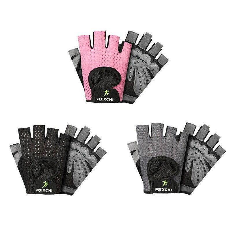 M Size Women Fitness Gym Training Gloves Half Finger Gel Weight Lifting Workout Gloves - Grey V528-FITNESSGLOVES-GREY-M-34200