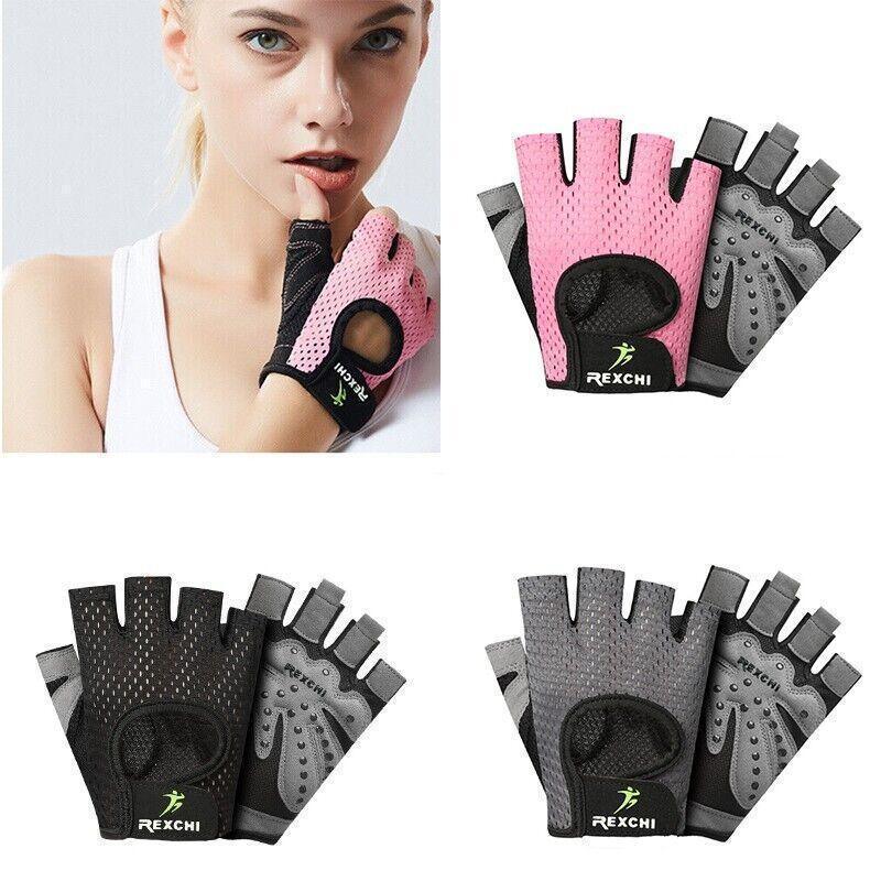 M Size Women Fitness Gym Training Gloves Half Finger Gel Weight Lifting Workout Gloves - Pink V528-FITNESSGLOVES-PINK-M-50844