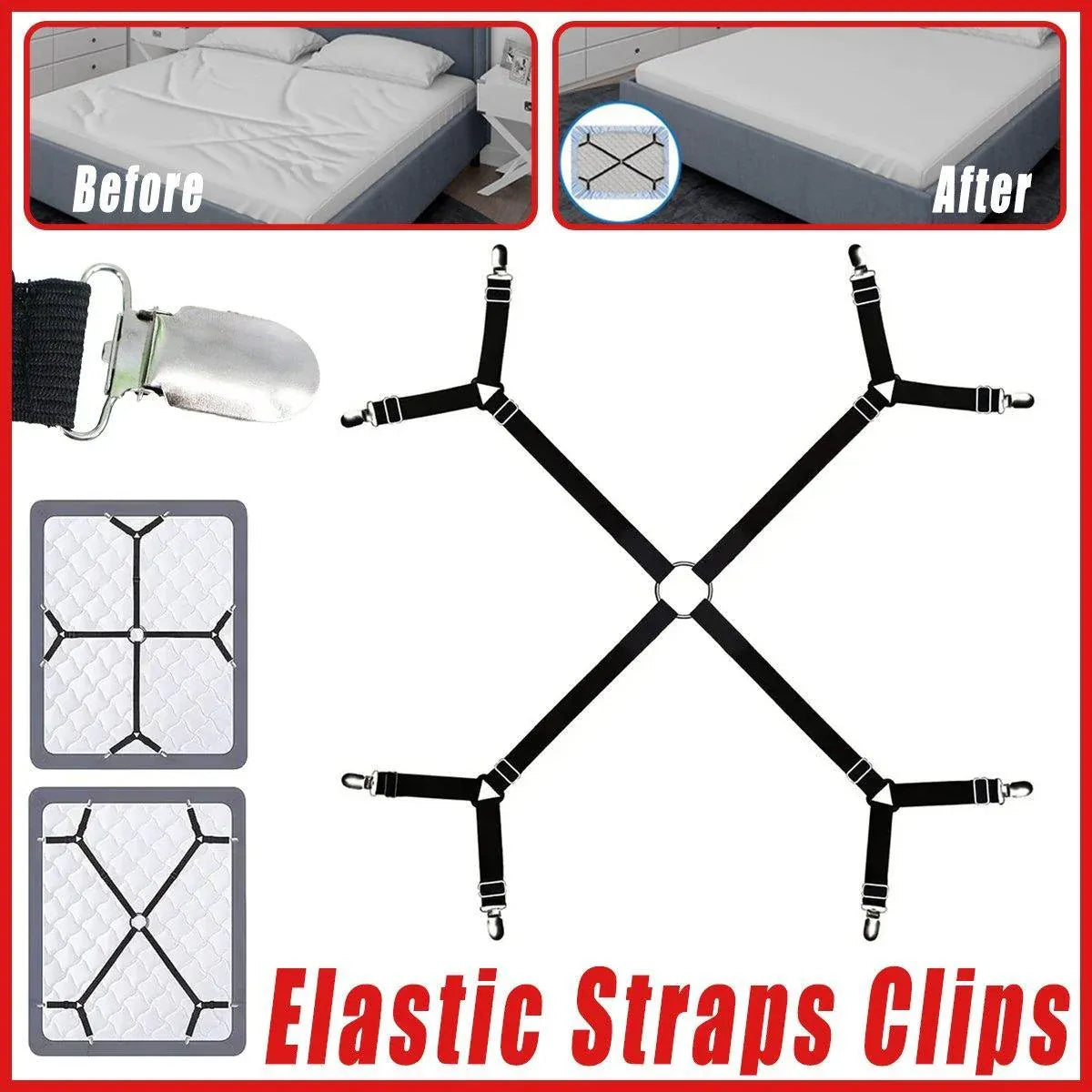 Adjustable Comforter Sheet Buckle Fixer Non-Slip Elastic Clip for Bedding Secure V528-FIXATOR-1PC-799756