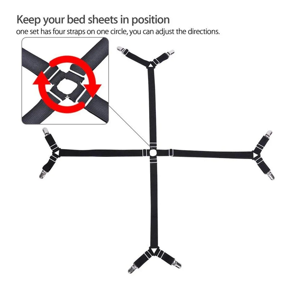 Adjustable Comforter Sheet Buckle Fixer Non-Slip Elastic Clip for Bedding Secure V528-FIXATOR-1PC-799756