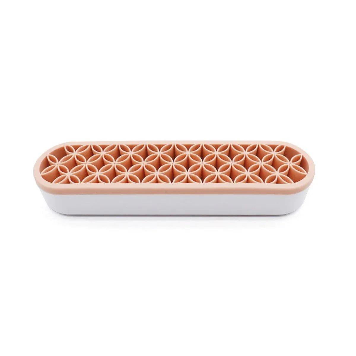 Silicone Makeup Organizer Cosmetic Storage Box Lipstick Brush Holder Desktop Box - Flesh Pink V528-FIXED-FRAME-FLESH-PINK-427581