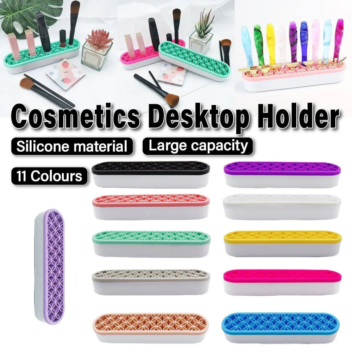 Silicone Makeup Organizer Cosmetic Storage Box Lipstick Brush Holder Desktop Box - Yellow V528-FIXED-FRAME-YELLOW-143605