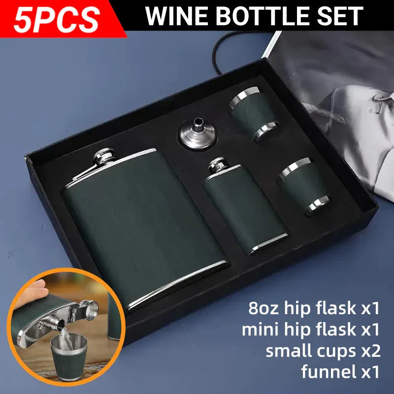 Stainless Steel Hip Flask Portable Wine Pot Flat Pocket Bottle Outdoor Travel V528-FLAGON-GREEN-780564