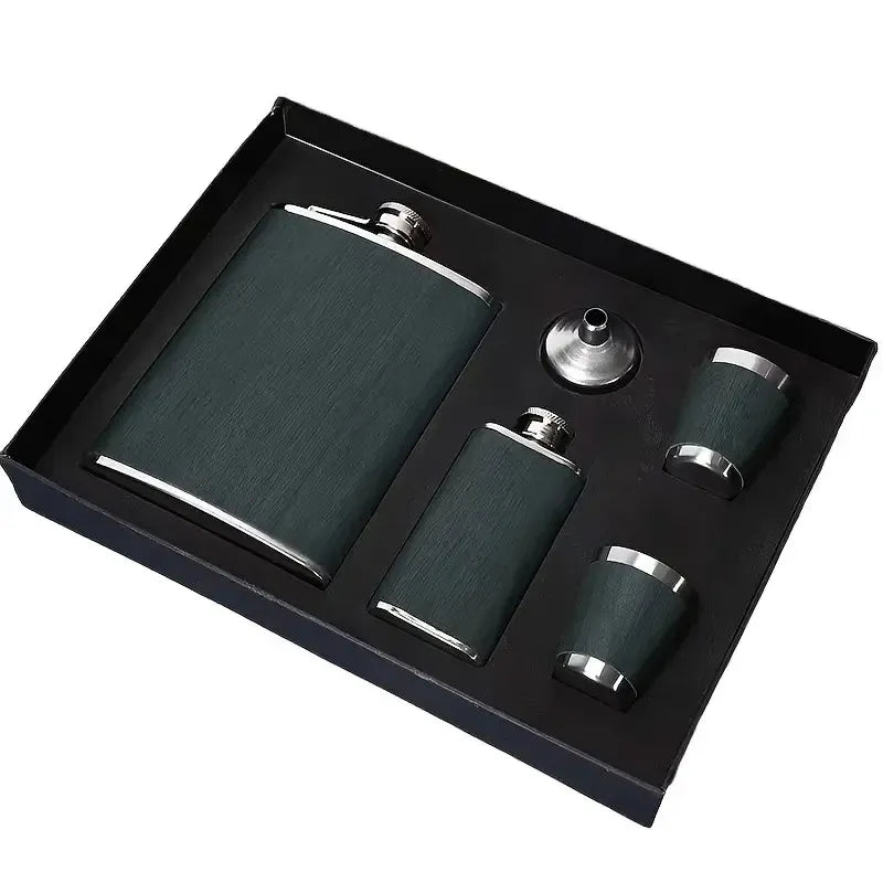 Stainless Steel Hip Flask Portable Wine Pot Flat Pocket Bottle Outdoor Travel V528-FLAGON-GREEN-780564