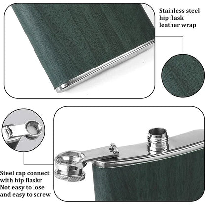 Stainless Steel Hip Flask Portable Wine Pot Flat Pocket Bottle Outdoor Travel V528-FLAGON-GREEN-780564