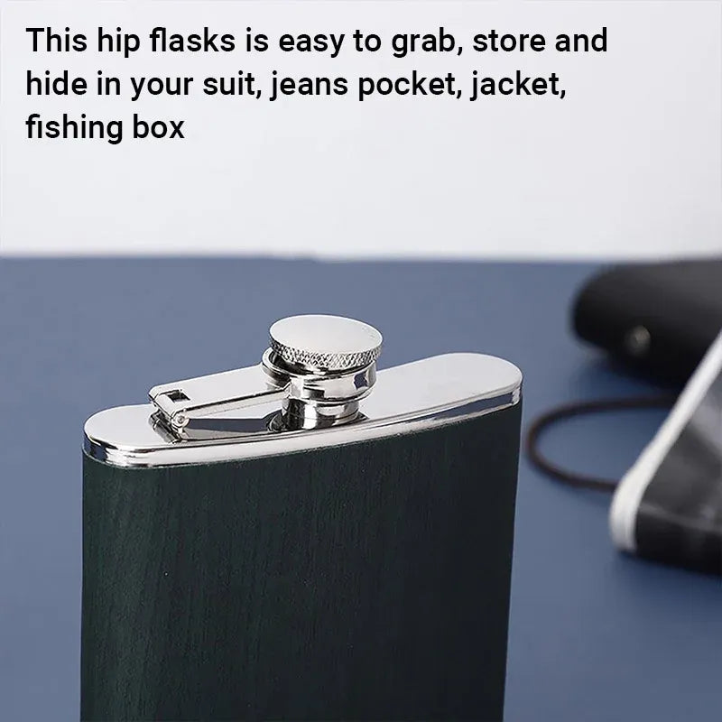 Stainless Steel Hip Flask Portable Wine Pot Flat Pocket Bottle Outdoor Travel V528-FLAGON-GREEN-780564