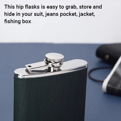 Stainless Steel Hip Flask Portable Wine Pot Flat Pocket Bottle Outdoor Travel V528-FLAGON-GREEN-780564