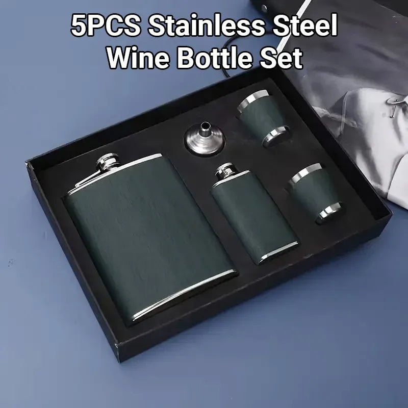 Stainless Steel Hip Flask Portable Wine Pot Flat Pocket Bottle Outdoor Travel V528-FLAGON-GREEN-780564