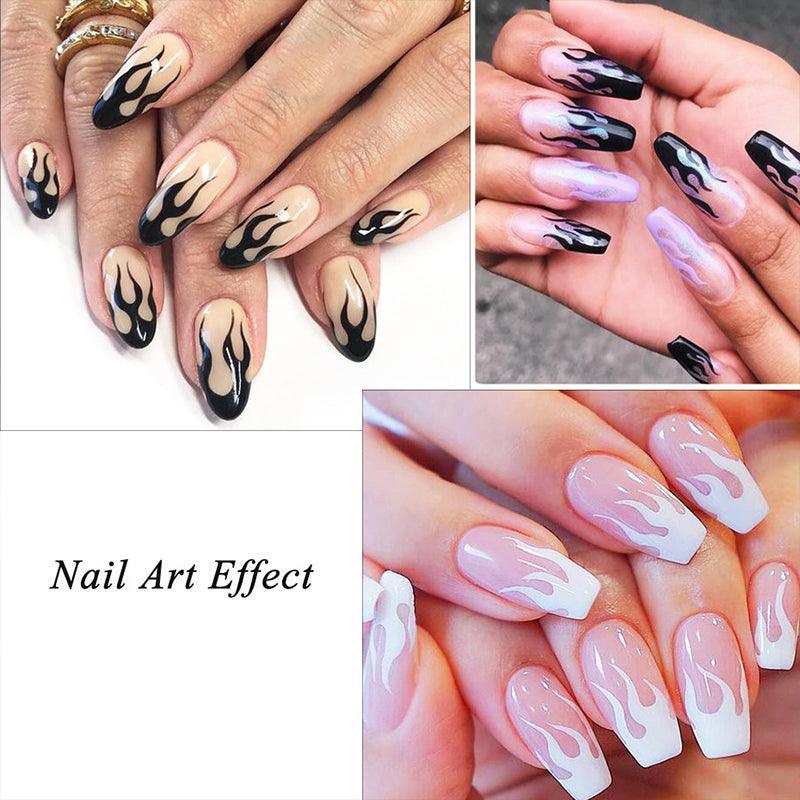 3D Flame Nail Stickers Fire Design Manicure Decals Self Adhesive Nail Art Sheet - Gold V528-FLAMESNAILART-GOLD-42347
