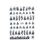 3D Flame Nail Stickers Fire Design Manicure Decals Self Adhesive Nail Art Sheet - Gold V528-FLAMESNAILART-GOLD-42347