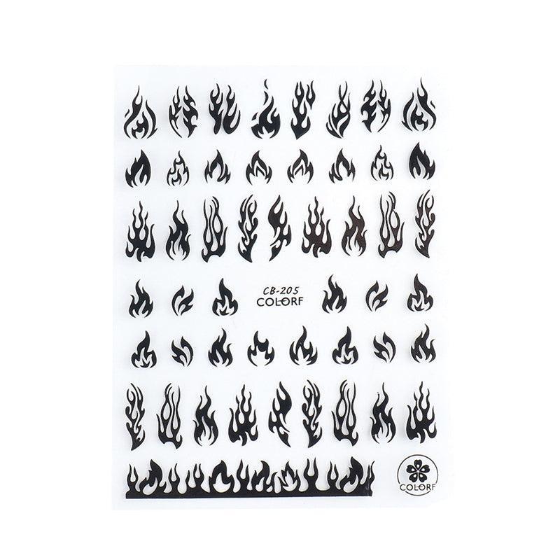 3D Flame Nail Stickers Fire Design Manicure Decals Self Adhesive Nail Art Sheet - Gold V528-FLAMESNAILART-GOLD-42347