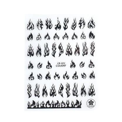 3D Flame Nail Stickers Fire Design Manicure Decals Self Adhesive Nail Art Sheet - Gold V528-FLAMESNAILART-GOLD-42347
