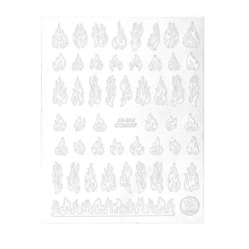 3D Flame Nail Stickers Fire Design Manicure Decals Self Adhesive Nail Art Sheet - Gold V528-FLAMESNAILART-GOLD-42347