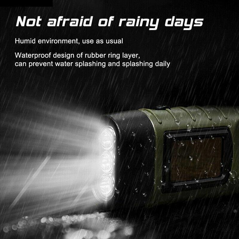 Hand Crank Solar Powered Rechargeable Led Camping Emergency Flashlight - Black V528-FLASHLIGHT-BLACK-91922