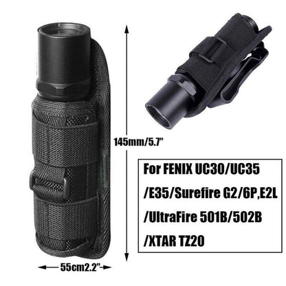 Portable Outdoor Military Flashlight Bag Pouch Tactical Case Holster Belt Holder - Black V528-FLASHLIGHT-COVER-BLACK-251593