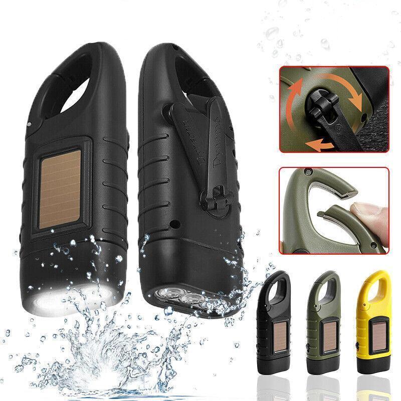 Hand Crank Solar Powered Rechargeable Led Camping Emergency Flashlight - Yellow V528-FLASHLIGHT-YELLOW-79555
