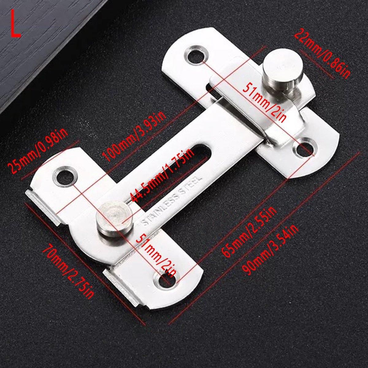 2 Sets 90 Degree Sliding Door Latch Lock Catch Kit for Home Use - Flat-Black-L V528-FLAT-BLACK-S-SCREWS-2SET-596266