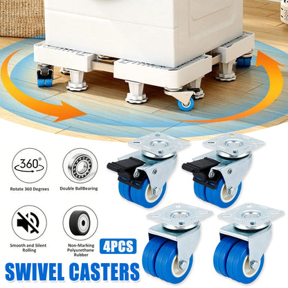 4pcs Casters Movable Wheels Heavy Duty Swivel Locking Caster Wheel For Furniture V528-FLAT-CASTER-2IN-2HD2SC-4IN1-420540