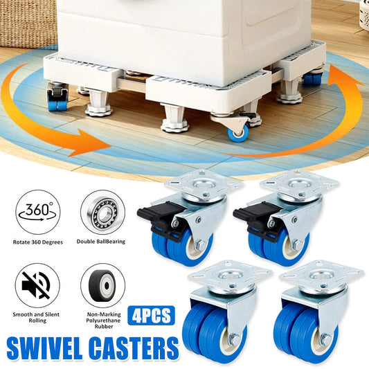 4pcs Casters Movable Wheels Heavy Duty Swivel Locking Caster Wheel For Furniture V528-FLAT-CASTER-2IN-2HD2SC-4IN1-420540