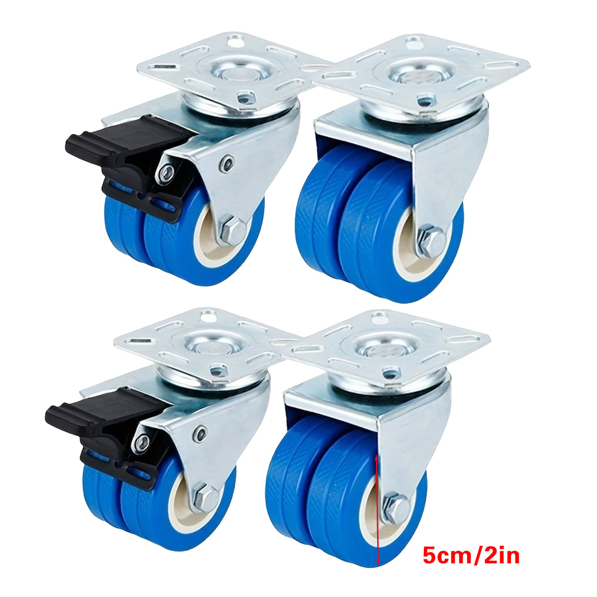 4pcs Casters Movable Wheels Heavy Duty Swivel Locking Caster Wheel For Furniture V528-FLAT-CASTER-2IN-2HD2SC-4IN1-420540