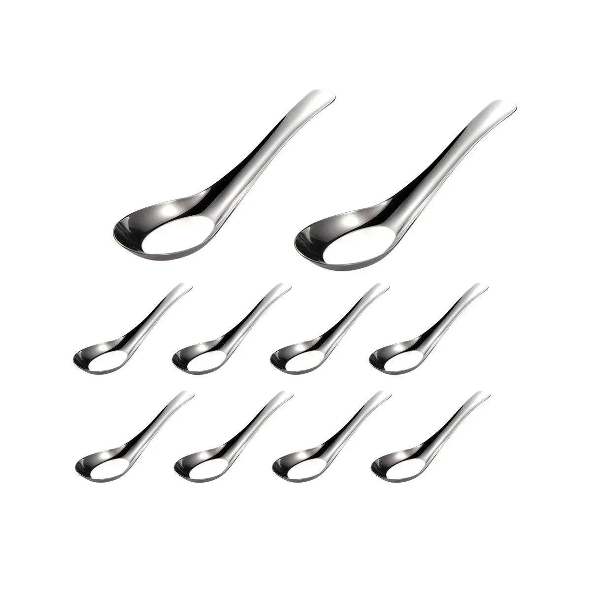 10pcs Stainless Steel Flat Bottom Spoon Household Kitchen Dining Soup Spoon Set V528-FLAT-SPOON-10PCS-747620