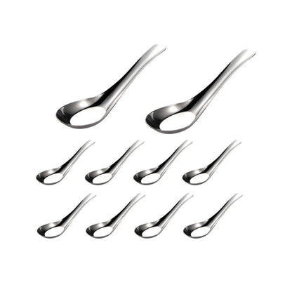 10pcs Stainless Steel Flat Bottom Spoon Household Kitchen Dining Soup Spoon Set V528-FLAT-SPOON-10PCS-747620