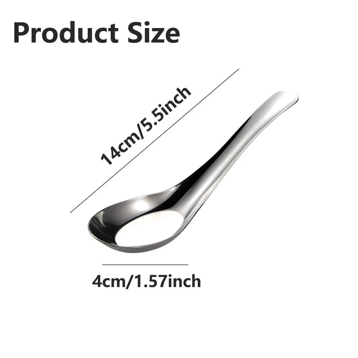 10pcs Stainless Steel Flat Bottom Spoon Household Kitchen Dining Soup Spoon Set V528-FLAT-SPOON-10PCS-747620