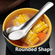 10pcs Stainless Steel Flat Bottom Spoon Household Kitchen Dining Soup Spoon Set V528-FLAT-SPOON-10PCS-747620