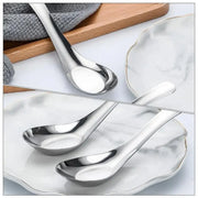 10pcs Stainless Steel Flat Bottom Spoon Household Kitchen Dining Soup Spoon Set V528-FLAT-SPOON-10PCS-747620