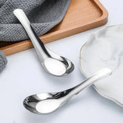 10pcs Stainless Steel Flat Bottom Spoon Household Kitchen Dining Soup Spoon Set V528-FLAT-SPOON-10PCS-747620