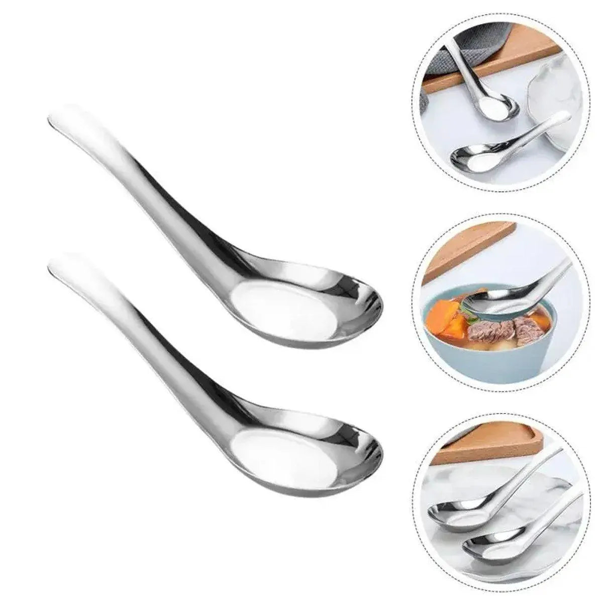 10pcs Stainless Steel Flat Bottom Spoon Household Kitchen Dining Soup Spoon Set V528-FLAT-SPOON-10PCS-747620