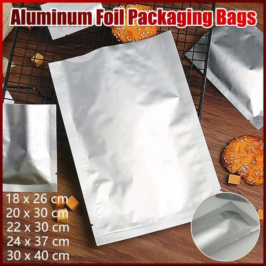 Silver Open Top Aluminum Foil Packaging Bags Heat Seal Vacuum Food Pouches - 20X30CM V528-FLATPOCKET-20-30-50PCS81318