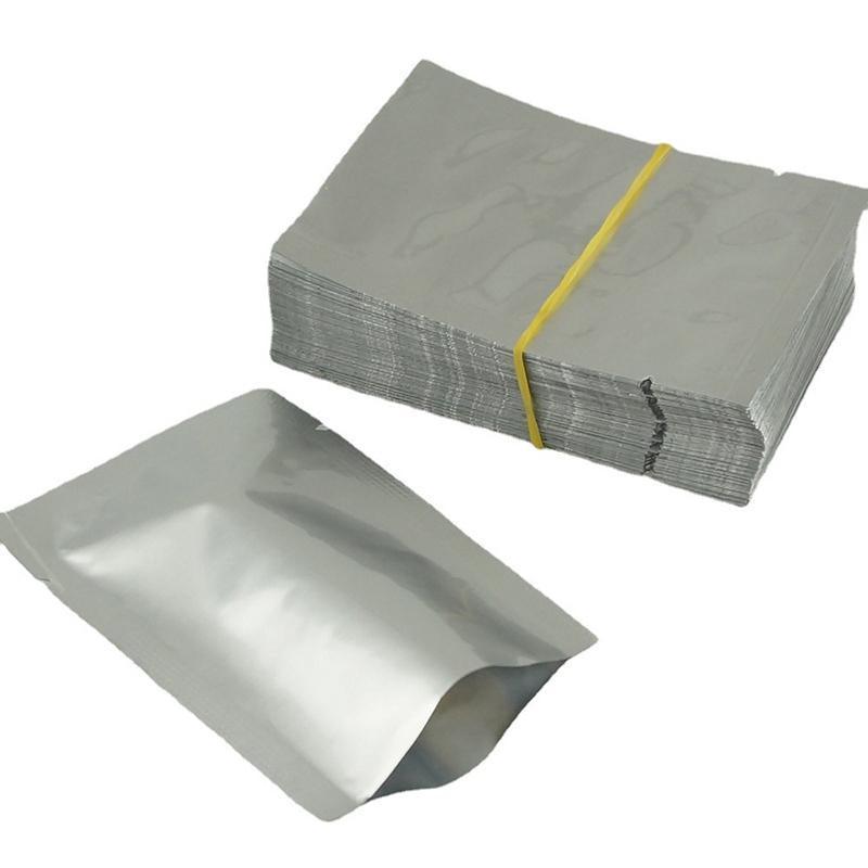 Silver Open Top Aluminum Foil Packaging Bags Heat Seal Vacuum Food Pouches - 20X30CM