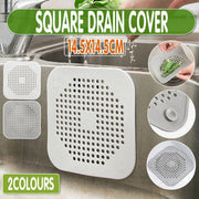 2X Square Drain Cover For Shower Drain Hair Catcher Flat Silicone Plug For Bath - Grey V528-FLATSILICONE-2PCS-GREY-521813