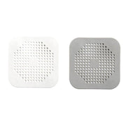 2X Square Drain Cover For Shower Drain Hair Catcher Flat Silicone Plug For Bath - Grey V528-FLATSILICONE-2PCS-GREY-521813