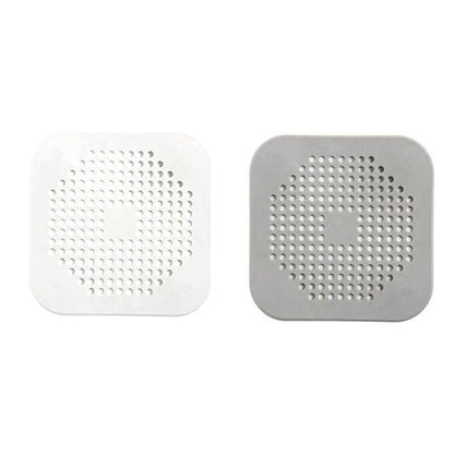 2X Square Drain Cover For Shower Drain Hair Catcher Flat Silicone Plug For Bath - White V528-FLATSILICONE-2PCS-WHITE-630496