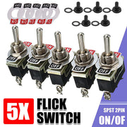 5X Waterproof Toggle Flick Switch 250V On/Off Car Dash Light Metal 12 Volt Boot V528-FLICKSWITCH-106018