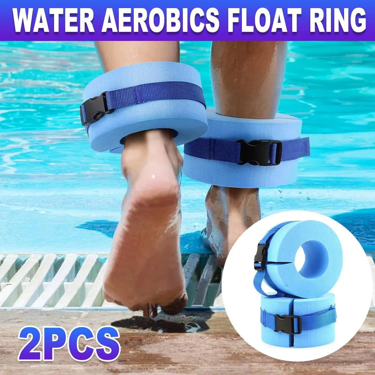 2pcs Swimming Gear Arm Floats Big Buoyancy Water Sports Tie Legs and Feet Rings V528-FLOATING-RING-BLUE-2PCS-928554