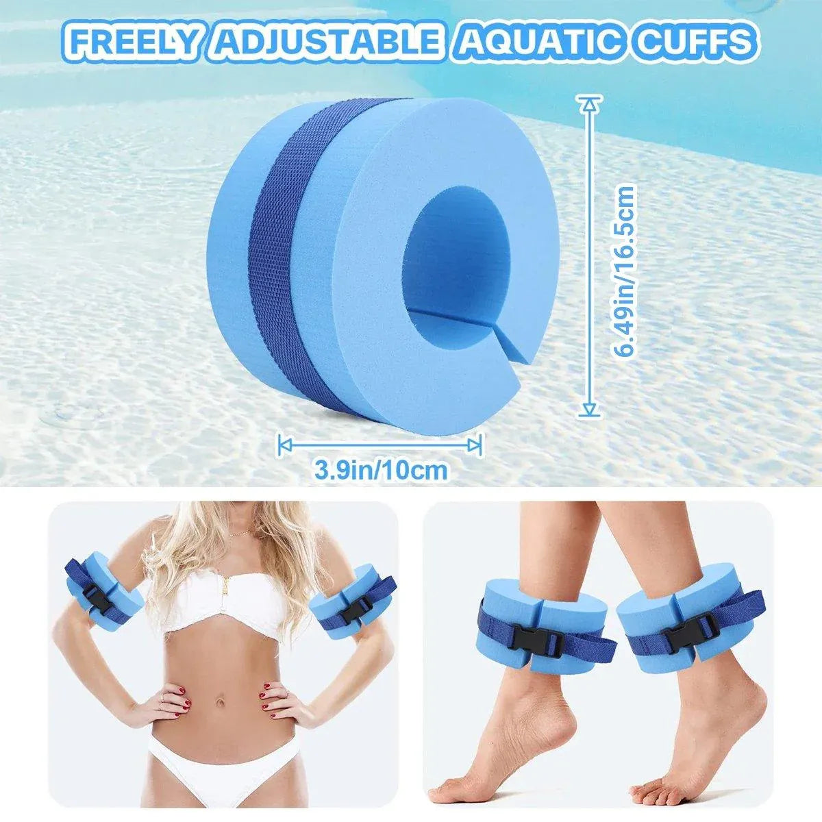 2pcs Swimming Gear Arm Floats Big Buoyancy Water Sports Tie Legs and Feet Rings V528-FLOATING-RING-BLUE-2PCS-928554