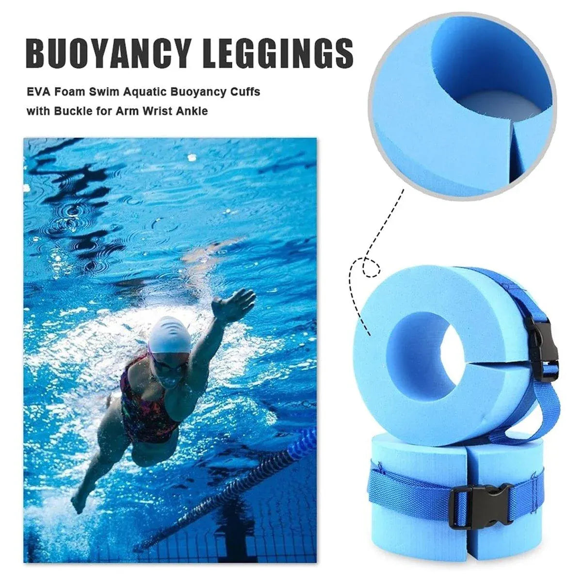 2pcs Swimming Gear Arm Floats Big Buoyancy Water Sports Tie Legs and Feet Rings V528-FLOATING-RING-BLUE-2PCS-928554