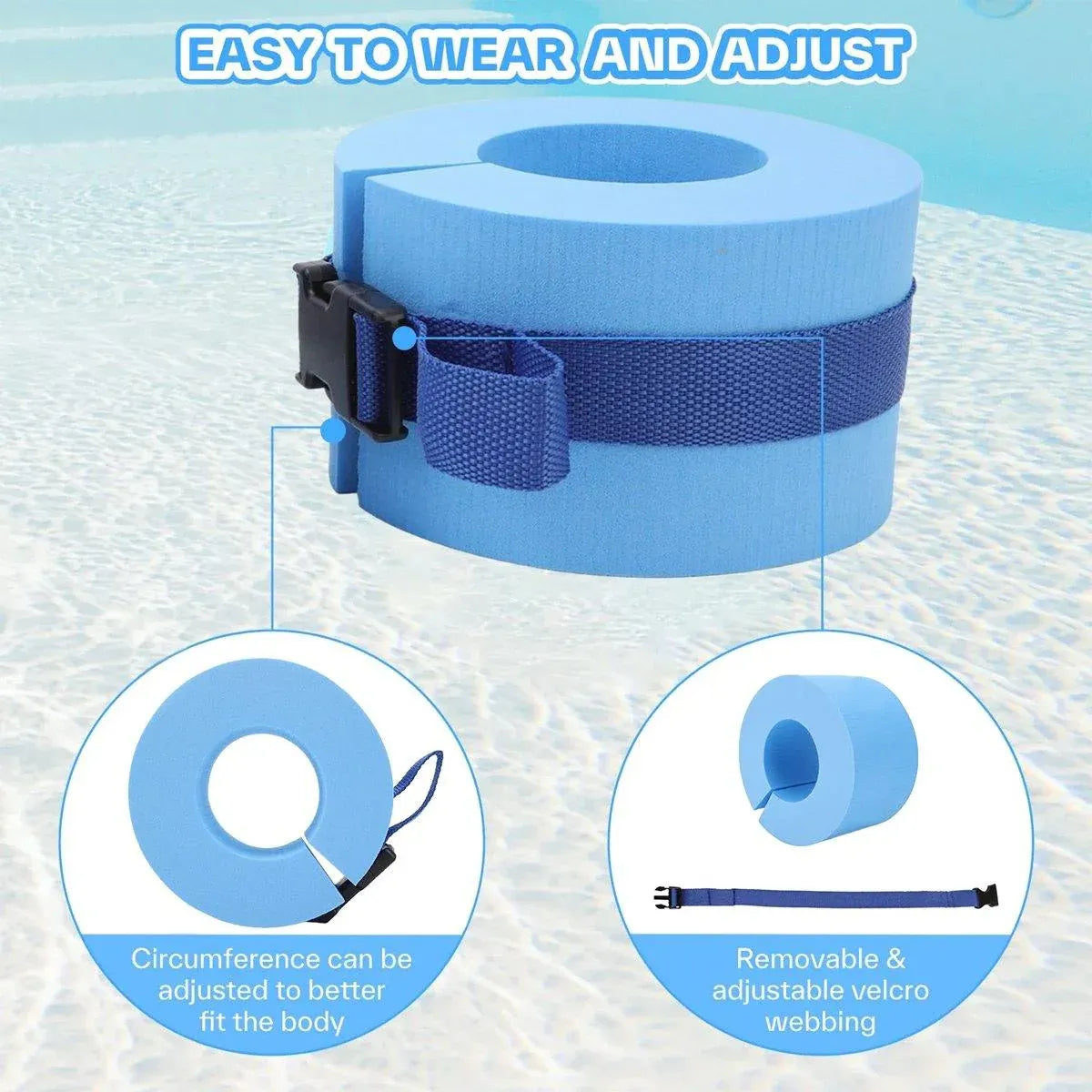 2pcs Swimming Gear Arm Floats Big Buoyancy Water Sports Tie Legs and Feet Rings V528-FLOATING-RING-BLUE-2PCS-928554