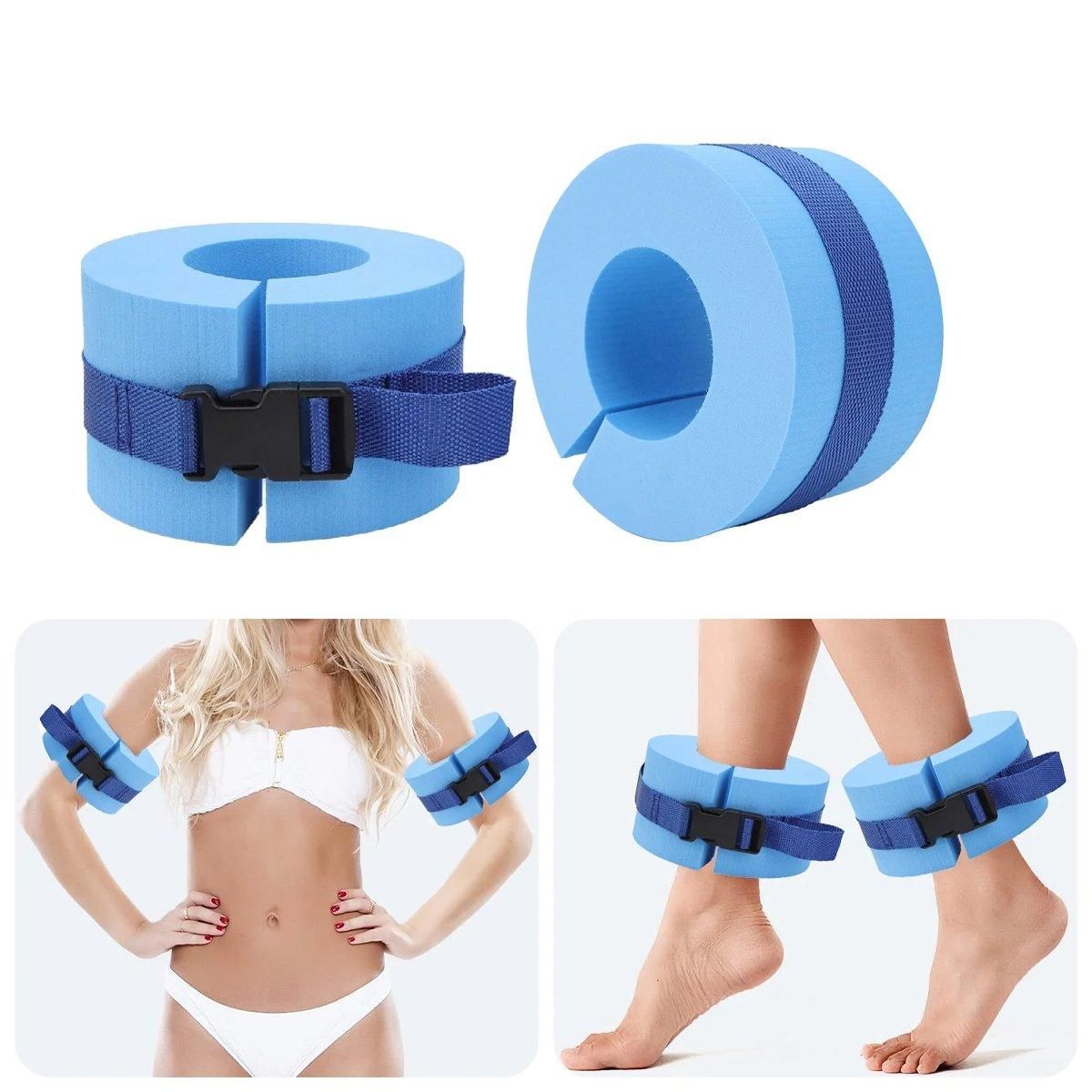 2pcs Swimming Gear Arm Floats Big Buoyancy Water Sports Tie Legs and Feet Rings V528-FLOATING-RING-BLUE-2PCS-928554