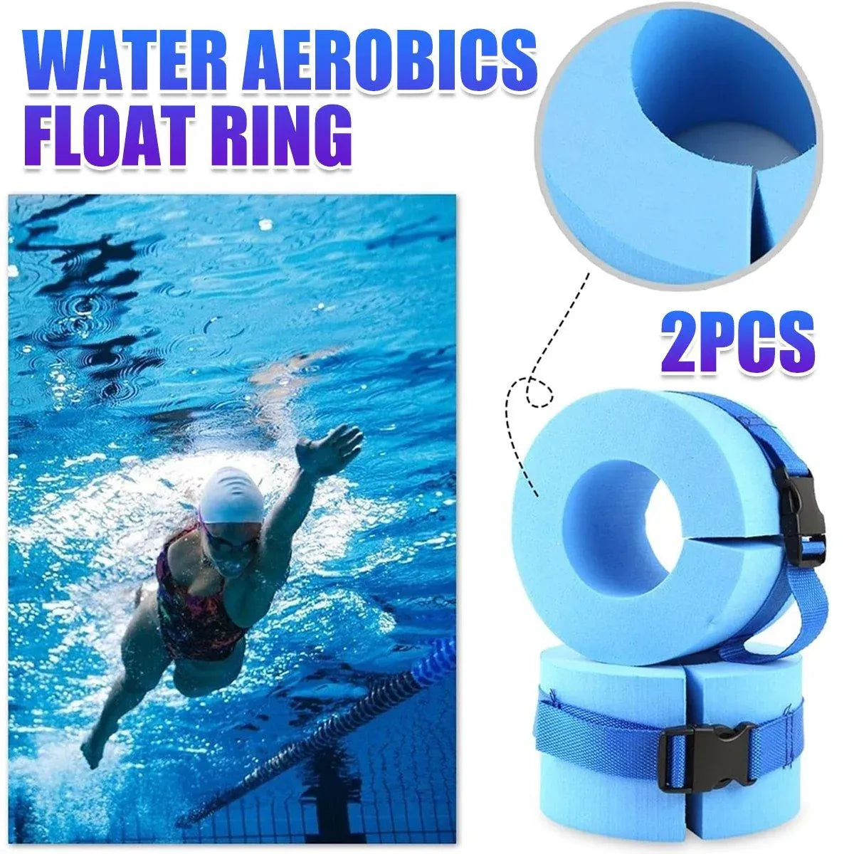 2pcs Swimming Gear Arm Floats Big Buoyancy Water Sports Tie Legs and Feet Rings V528-FLOATING-RING-BLUE-2PCS-928554