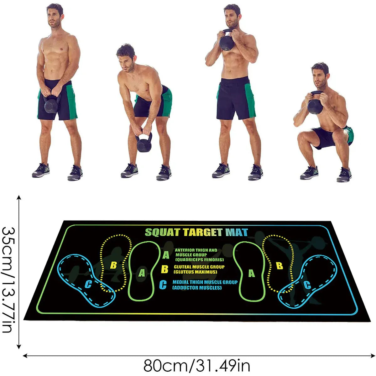 Squat Mat Fitness Mat Non Slip Mat Thick Floor Mat Home Gym Exercise Workout V528-FLOOR-MAT-35-80CM-495951
