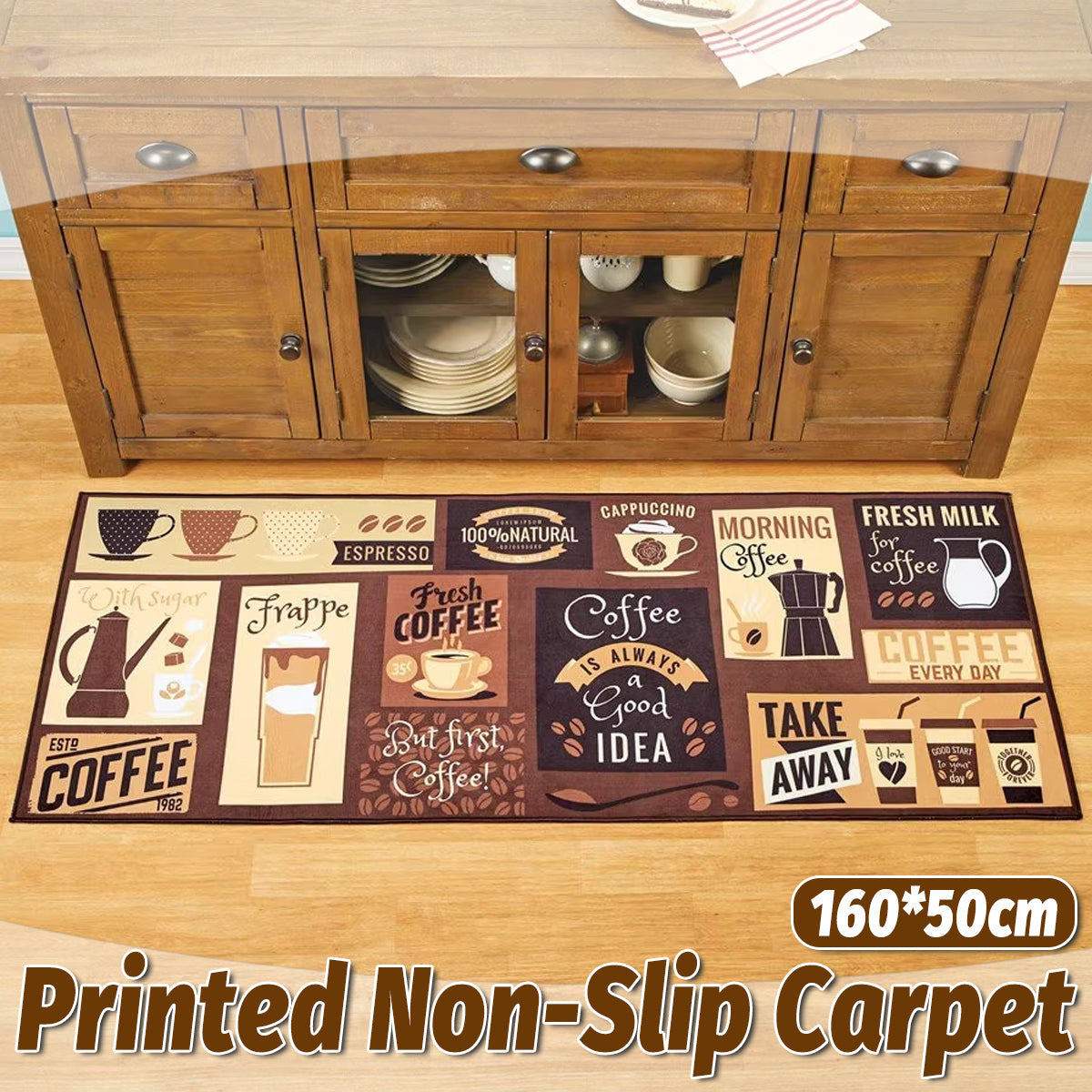Printed Non Slip Door Floor Rug Mat Kitchen Bathroom Carpet Mat Water Absorbent V528-FLOOR-MAT-50-160CM-722593