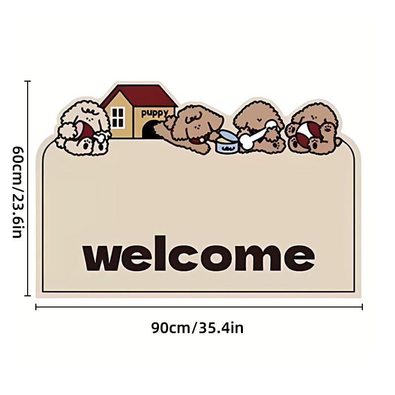Cartoon Non Slip Household Silk Circle Floor Mat Durable Entryway Rug Can Be Cut - Dog V528-FLOOR-MAT-DOG-895352