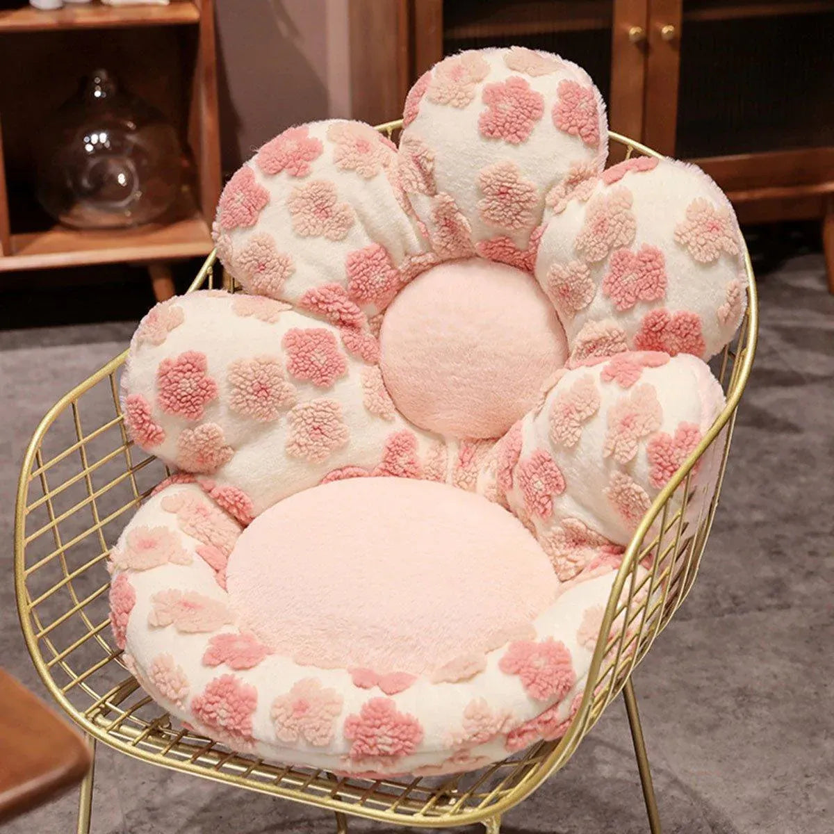 Cute Soft Seat Cushion Flower Shaped Lazy Sofa Pad for Office Chairs and Home Use - Red V528-FLOWER-CUSHION-RED-887700