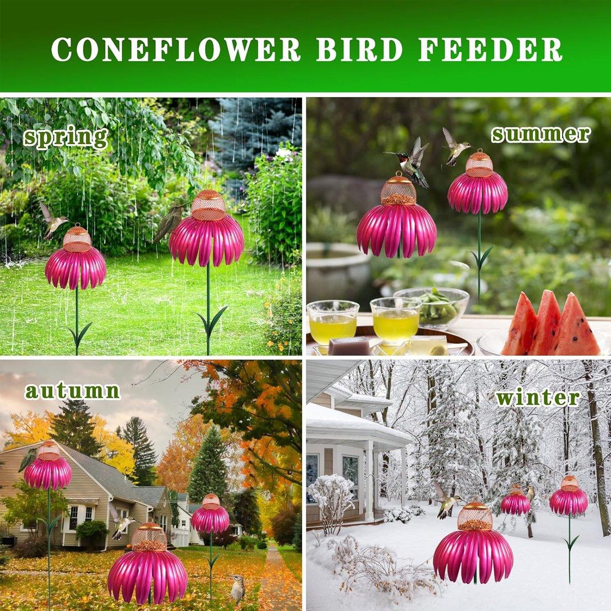 Decorative Metal Flower Garden Bird Feeder Outdoor Hanging Birdseed Feeder V528-FLOWER-FEEDER-RED-394644