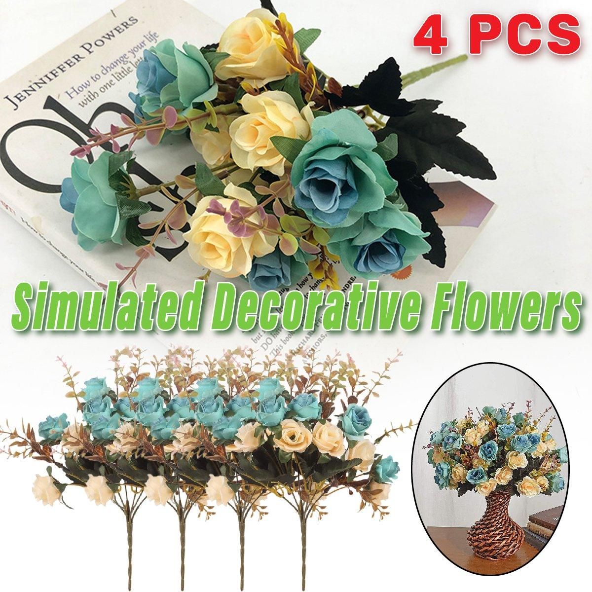 4pcs Artificial Flowers Home Decoration Floral Arrangement for Living Room Decor V528-FLOWER-LIGHT-BLUE-4PCS-839942